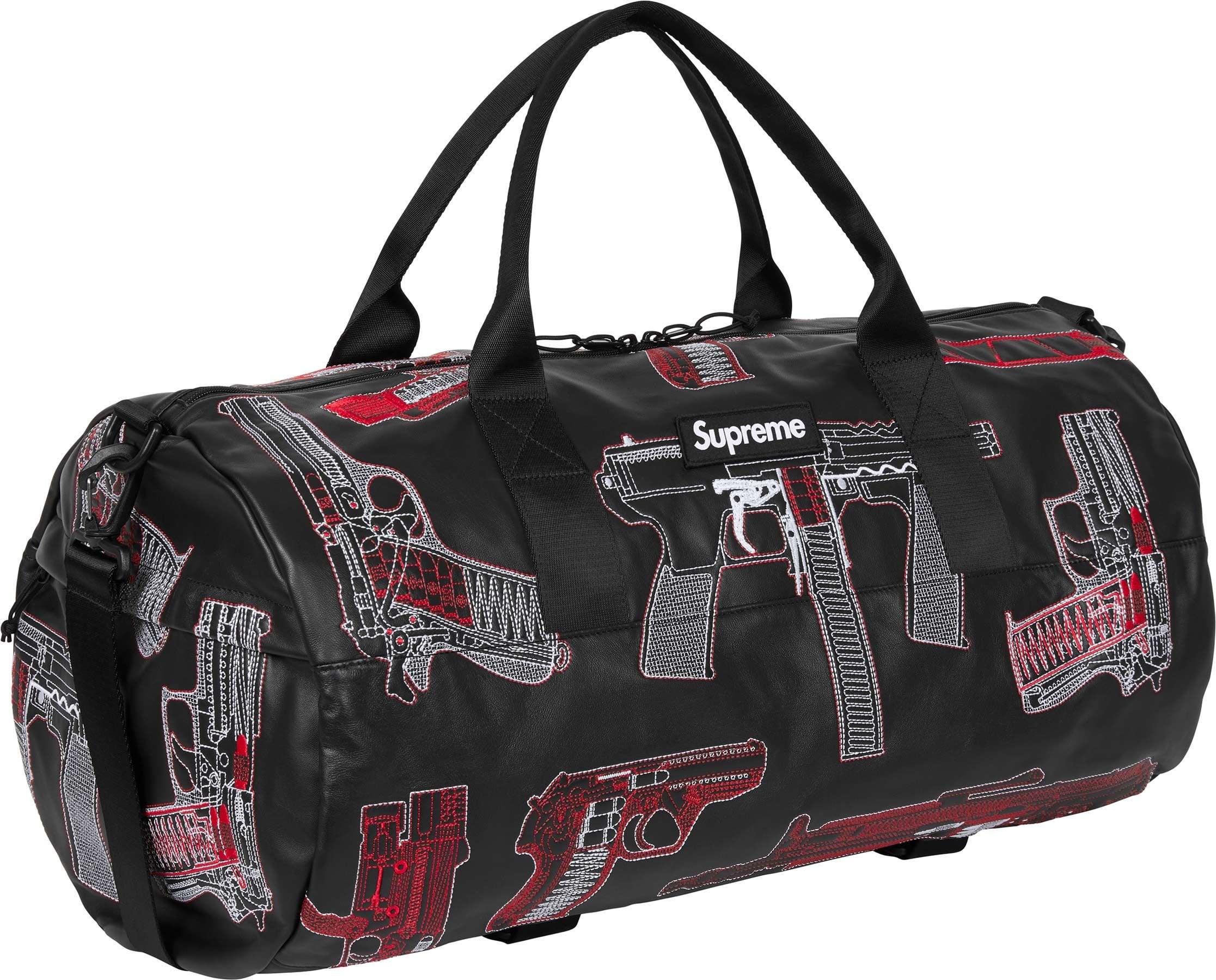 Guns Embroidered Leather Duffle Bag view 3